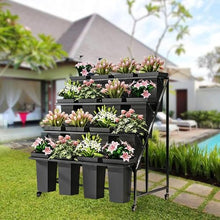 BSNANCA Heavy Duty Metal Flower Display Stand with Buckets Wheels and Moving Plant Cart Shelf Ideal for Indoor Outdoor Patio Garden Living Room and Florist Use