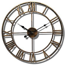 EHVYBDX Outdoor Garden Wall Clock Large RRoman Numerals Garden Clock Open Face Wrought Iron Waterproof Outdoor Clock Indoor Outdoor Decoration Outside Clock Mute Quartz Wall Clock