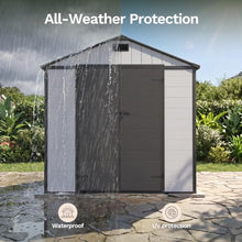Patiowell 8x8 FT Plastic Outdoor Storage Shed with Floor, Light Gray