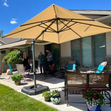 OROTLECT 8' Square Beige Cantilever Umbrella with base
