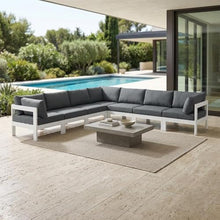 Outdoor Escape Gray Fabric Outdoor Patio Modular Sectional, Contemporary Design, Weather-Resistant Material, Ideal for Outdoor Living Spaces