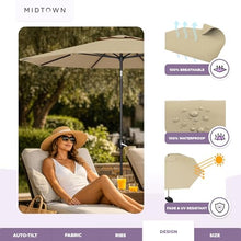 Midtown Umbrellas Lean - 8 Ft Patio Umbrella, Heather Tan Canopy