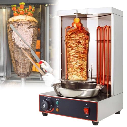 Barbecue Stove,Vertical Rotisserie,Grill Machine, Electric Vertical Kebab Gyro Grill Machine, Rotisserie Broiler Machine with 2 Heating Tubes and Meat Catch Pan,Electric