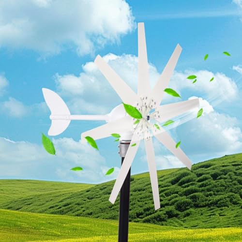 HUIZHITENGDA 4500W White 8 Blades Wind Turbine Generator Kit 12V 24V 48V 220V W/Controller Windmill Power Wind Power Generator for Solar Power Generation System,24v