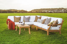 TeakStation Giva Grade-A Teak Wood 5pc Sectional Sofa Set :2 Sofas (Left & Right), 1 Lounge Armless Chair, 1 Corner Piece & Coffee Table:Furniture Only #TSSSSGV