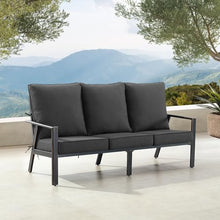 Oakland Living Black Aluminum Patio Deep Seating Outdoor Sofa Couch with Black Cushions
