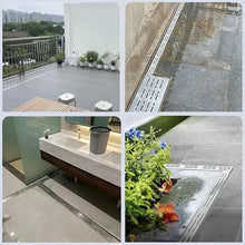 uhyOHF Stainless Steel Trench Drain Kit, Rectangular Shower Drain and Grates, Outdoor Sidewalk Parking Patio Deck Floor Trough Guttering, Channel Trench Drainage Syste,Silver-25x7x5CM