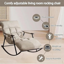 uhyOHF Rocking Chair Rocker Chair Living Room Lounge Chair with Storage Pocket, Arbon Steel Frame,Soft Cushion Bedroom Rocking Chair,Light Gray-One Size