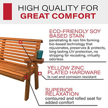Amish Casual Heavy Duty Pressure Treated 5 Foot Outdoor Garden Bench with Cup Holders - Amish Crafted Roll Back Design in Cedar Stain, 700 Lb Weight Capacity