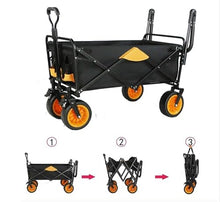 Trolley Cart Outdoor Folding Utility Wagon Garden Foldable Wagon Cart with Brake and Adjusting Handle Camping Cart Garden Wagon