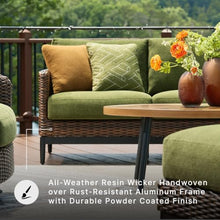 Signature Design by Ashley Horizon Hall Casual Outdoor Loveseat with Cushion, UV-Resistant Nuvella Fabric, Resin Wicker & Aluminum Frame, Ideal for Deck or Lanai Furniture, Green & Dark Brown