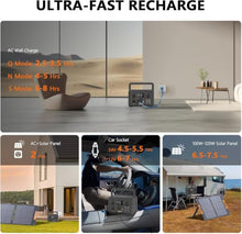 ALLWEI 500W Solar Generator with 100W Solar Panel, 512Wh LiFePO4 Battery