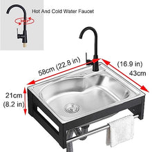 NYTFHMS Outdoor Wall-Mounted Single for & Camper Includes Faucet & Inlet Hose Adjustable Installation Height Ideal for Outdoor Cooking & Camping,58x43x21cm