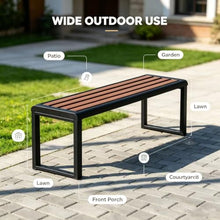 Vttui Backless Outdoor Bench, Metal Framed Park Bench