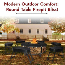 FEBTECH - 21.6'' Smokeless Firepit with Tabletop, Chairs, and Storage Shelf
