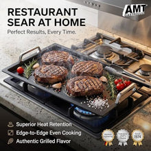 AMT Gastroguss The "World´S [.]" Professional Grill Plate, 20.9 x 13 in, 0.8 in deep, Stainless Steel Handles, die-cast Aluminium, Non-Induction, Lotan® Non-Stick Coating, AMZN-25333-G-US