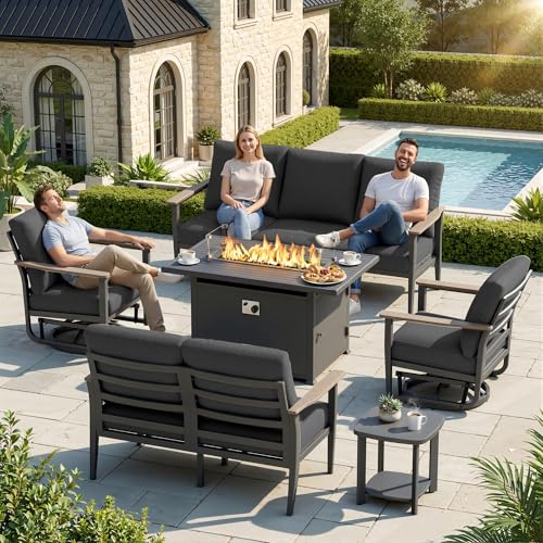 Sweecci Aluminum Outdoor Patio Furniture Set with 5.1-Inch Cushions