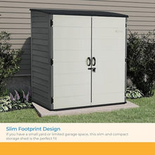Suncast XL Vertical Storage Shed, 106 Cu Ft, Lockable Doors, Iron Ore Gray