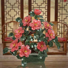 YXIANG56Q Fake Plants Artificial Bonsai Tree - Chinese-Style Jade Peony Flower Potted Plants Bonsai Tree