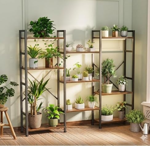 Bamworld Plant Stand with Grow Light Tiered Tall Plant Stand Indoor