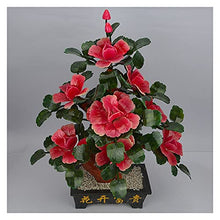 Artificial Bonsai Artificial Bonsai Natural Jade Ornaments Pink Peony Flower Jade Potted Decorative Bonsai Desk Display Pot Ornaments for Home Office