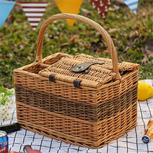 ASWRTYJO Large-capacity Outdoor Rattan Picnic Basket Japanese Portable Wicker Picnic Basket
