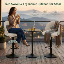 Furnimart Outdoor Bar Stools Set of 4 with Covers Waterproof, Adjustable Patio Stools with Hollow Back, Counter Height Swivel Chairs for Garden, Yard, All-Weather Textilene Fabric, PU Beige