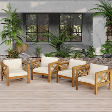 Hassyee Patio Bistro Set with Coffee Table for Living Room, Dining Room, Outdoor Wood Armchairs and Table Set with Removable Cushions for Balcony, Poolside, Garden, Lawn (Beige 2 Chairs)