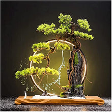 LSHAOBO 21-inch Artificial Bonsai Tree Potted Plant, Simulated Pine Tree Bonsai with Lights, Fake Plants for Desktop Home Office Display