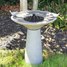 Calla IntelliSolar Light Cement Birdbath - Gray
