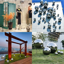 LXBAMKEA Stainless Steel Gazing Ball, Mirror Reflective Balls, Outdoor Home Garden Yard Lawn Party Seamless Sphere, Reflection Beautiful View Christmas Hollow Out Ornament Ball (Color : Silver, Size