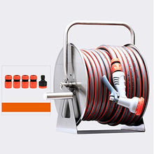 Stainless Steel Hose Reel, Stainless Steel Water Pipe Storage Rack, Watering Car Washing Hose Reel Wall-Mounted Collection Pipe Frame (35m)
