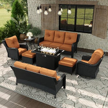 Aeeiua 8 Piece Patio Furniture Set with Fire Pit Table