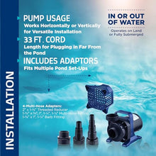 Alpine Corporation 8000 GPH Submersible Water Pump — Quiet 540W Heavy-Duty Motor, 33-ft Cord & 26-ft Lift — Multi-Angle Flow for Ponds, Waterfalls & Fountains — Durable Outdoor Performance