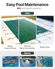 VEVOR Pool Safety Cover, 16 ft x 36 ft Rectangular Winter Inground Pool Cover, Triple Stitched, High Strength Mesh PP Material, Good Rain Permeability, Installation Hardware Included