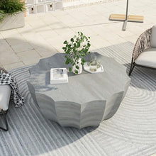 35" Indoor Round Coffee Table, Waterproof Coffee Table Modern MgO Cement Design End Tables for Living Room, Outdoor Patio Coffee Tables for Garden, Backyard, Balcony, Marble White