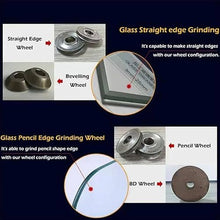 Electric Glass Grinding Edging Machine, 800w Portable Small Glass Edger, Speed 8000r/Min, Variable Speed, Grinding Speed：1-3 M/Min, With 8 Diamond Wheels & 2 Polishing Wheels for Stone Tile Blue