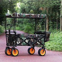 Outdoor Folding Utility Wagon Outdoor Shopping cart with Removable top, Portable Garden Stroller with Storage Basket, Foldable Beach Stroller, Load-Bearing 80 kg / 176 lb