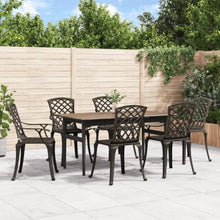 Kaorsrow Patio Chairs Set of 6, Cast Aluminum Outdoor Dining Chairs with High Back and Armrests, Bronze Metal Garden Seating for Porch, Backyard, Lawn and Deck, 24" x 23.6" x 36.6"