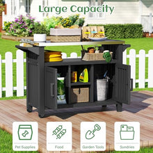 Bifanuo Outdoor Grill Table Grill Cart with Stainless Steel Top & Storage Cabinet for Food Prep and Storage, Portable and Durable with Wheels(Classic Black)