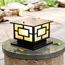 BUNCC Modern Outdoor Post Light | Black Square Pillar Lantern with Geometric Design | Waterproof IP65 Die-Cast Aluminum Column Lamp E27 Socket | for Deck Fence Gate Patio Yard Garden Decor