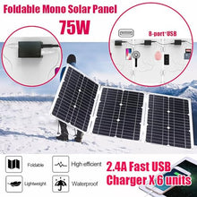 IGTOZLKZX 75W Foldable Waterproof Solar Panel Kit with 50A Controller - Ideal for RV, Boat, and Home Off-Grid Power Solutions(6000W)