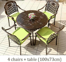KUYBTU Patio Dining Set Outdoor Patio Cast Aluminium Round Table and 4 Chairs, Suitable for Garden/Courtyard, All-Weather Waterproof Sunscreen, 100X73Cm