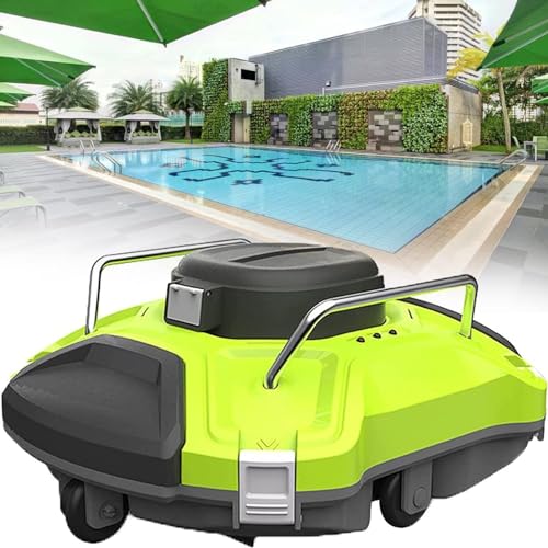 Cordless Automatic Pool Cleaner, 90 Mins Runtime with Dual-Motors for Powerful Suction, Self-Parking Design for Above Ground Flat Pools