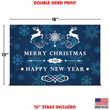 Yard Sign Merry Christmas Happy Holidays Winter Season Decoration Lawn Signage (18" x 12") with 15-inch Heavy Duty Stake Design C6 (100)