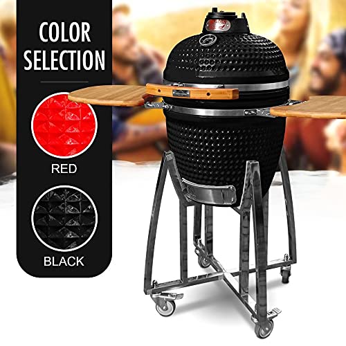 London Sunshine Ceramic Kamado Charcoal BBQ Grill 18 Inch Black