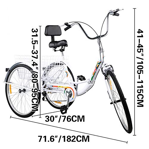 Bkisy Adult 7-Speed Tricycle White