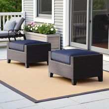 Outdoor Escape Brown Outdoor Ottoman Set of 2, Durable Foot Rest for Patio Seating, Wicker Ottomans for Patio and Garden Relaxation Spaces