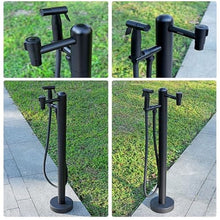 DOIBG 304 Stainless Steel Standing Freestanding Garden Water Column, Cylindrical Outdoor Water Column with Tap, for Family Garden Terrace Park-Silver-60cm/24in