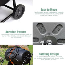 Tumbler Large Compost Bin, 170L Outdoor Yard Trash Can with Wheels, 360° Rolling Compost Bin, Mobile Heavy Duty Garbage Dumpster, for Parks, Gardens, Farms, Orchards